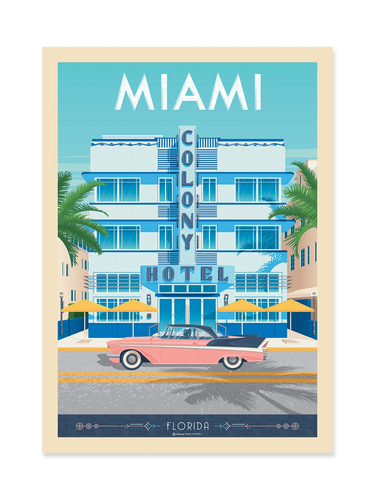 Art Poster - Miami Colony Hotel - Olahoop Travel Posters
