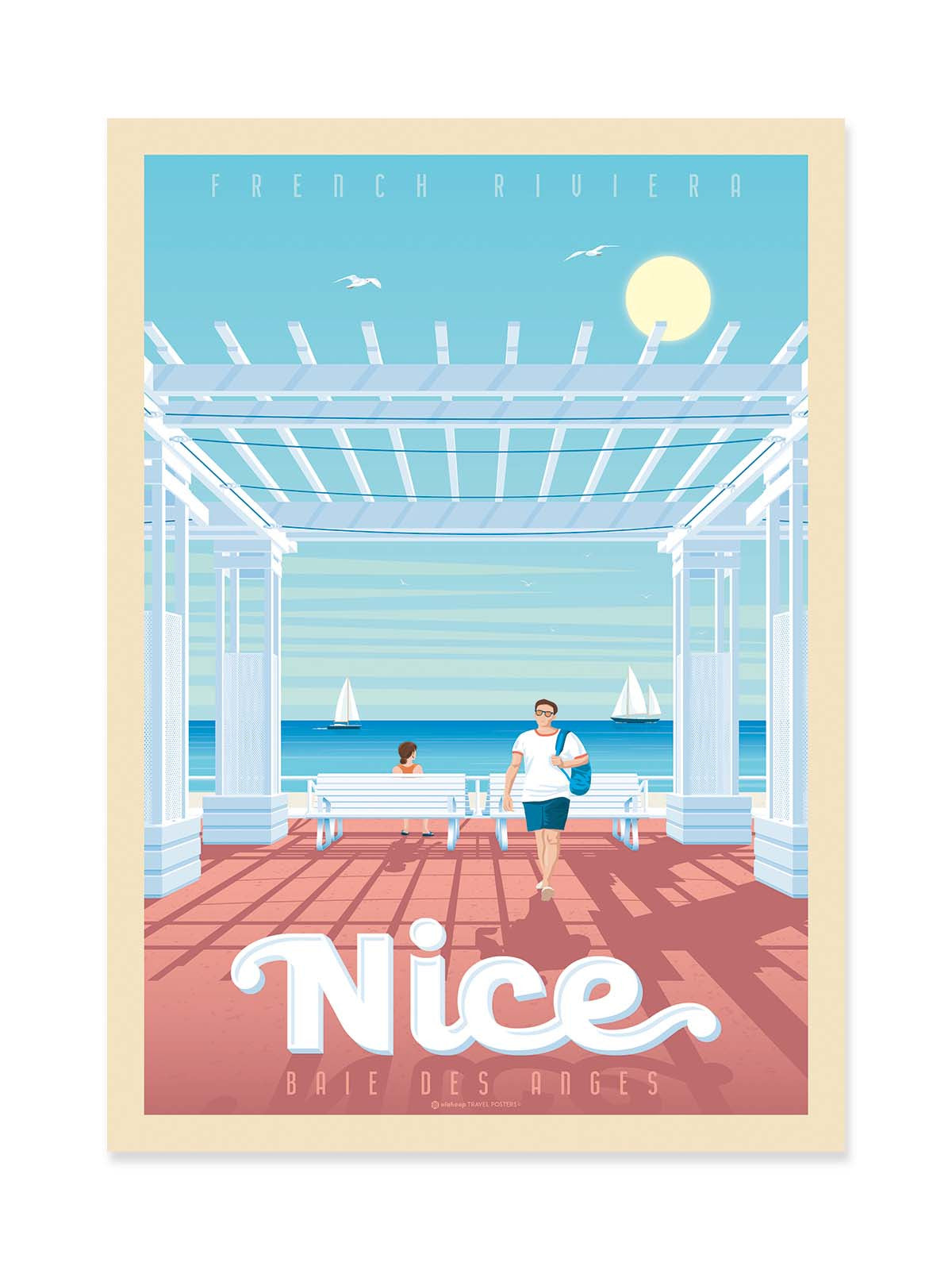 Art Poster - Nice Baie des anges - Olahoop Travel Posters