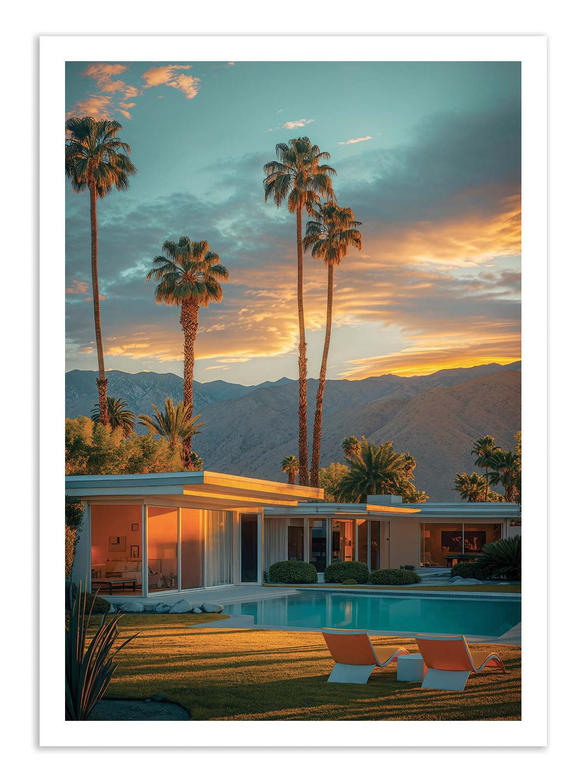 Affiche - Palm Springs Golden Sunset - Philippe Hugonnard