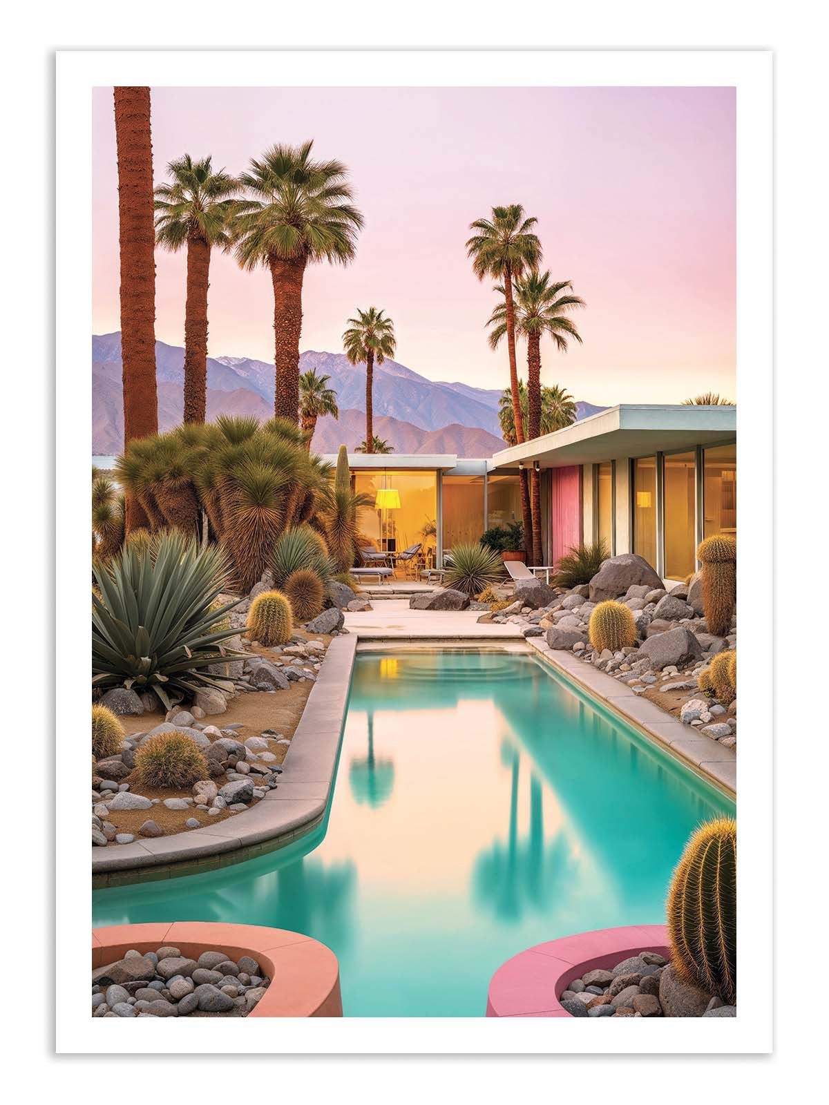 Affiche - Palm Springs sunset pool - Philippe Hugonnard
