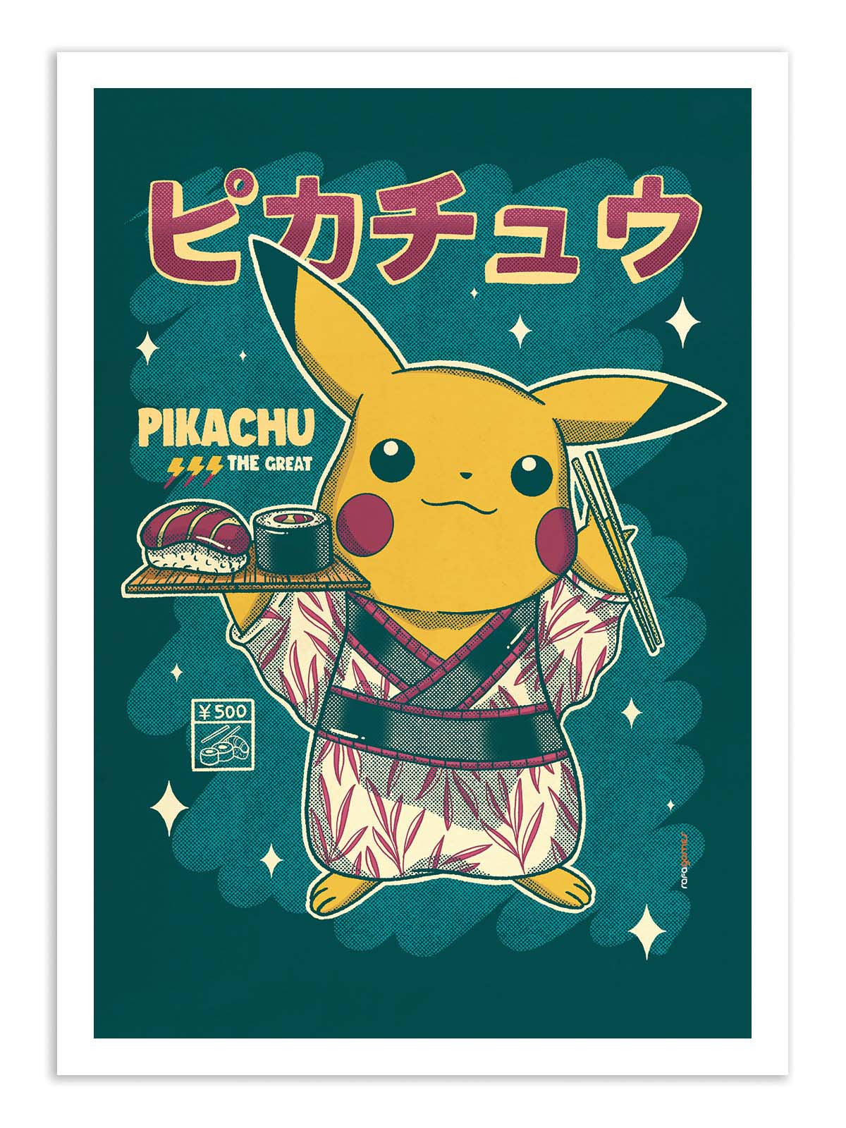 Art Poster - Pikachu Sushi - Rafa Gomes