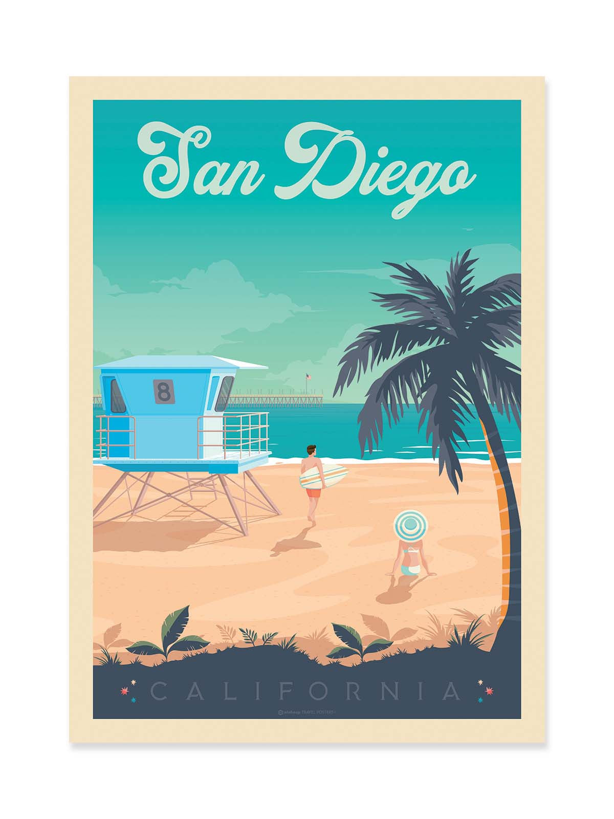 Art Poster - San Diego - Olahoop Travel Posters