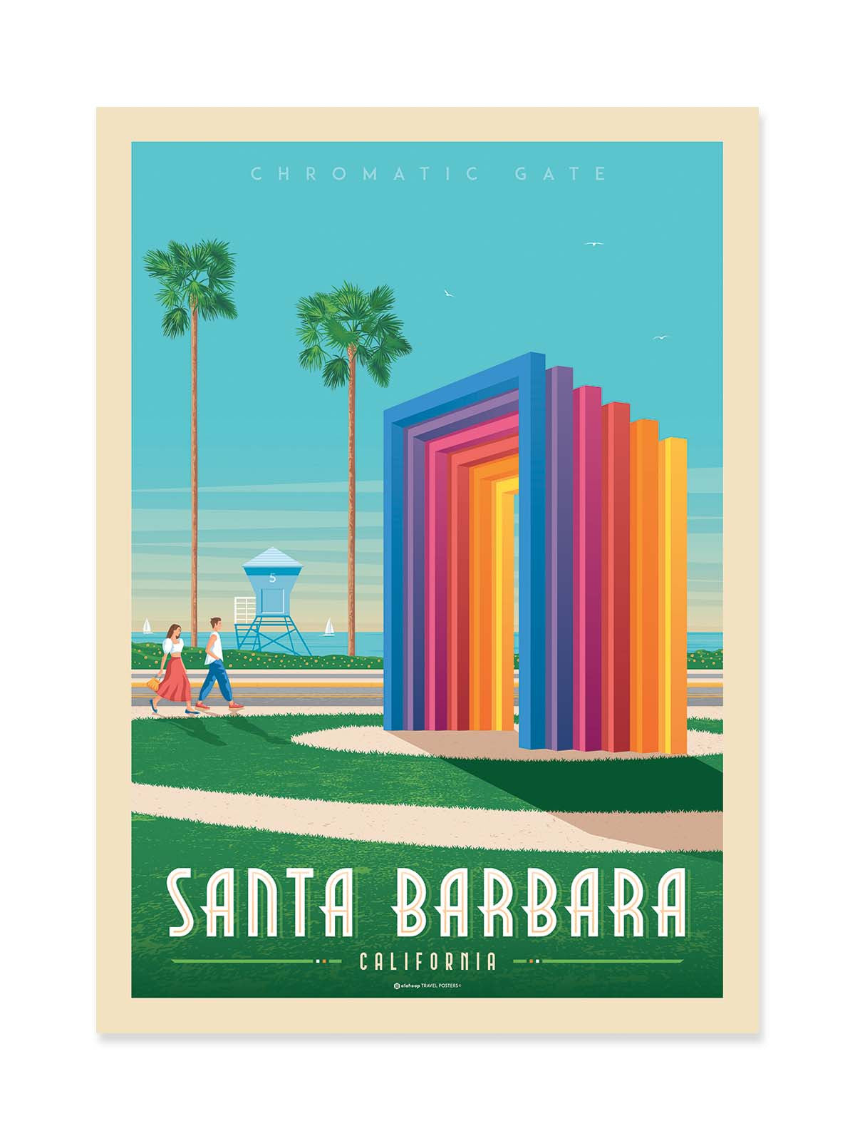 Art Poster - Santa Barbara - Olahoop Travel Posters