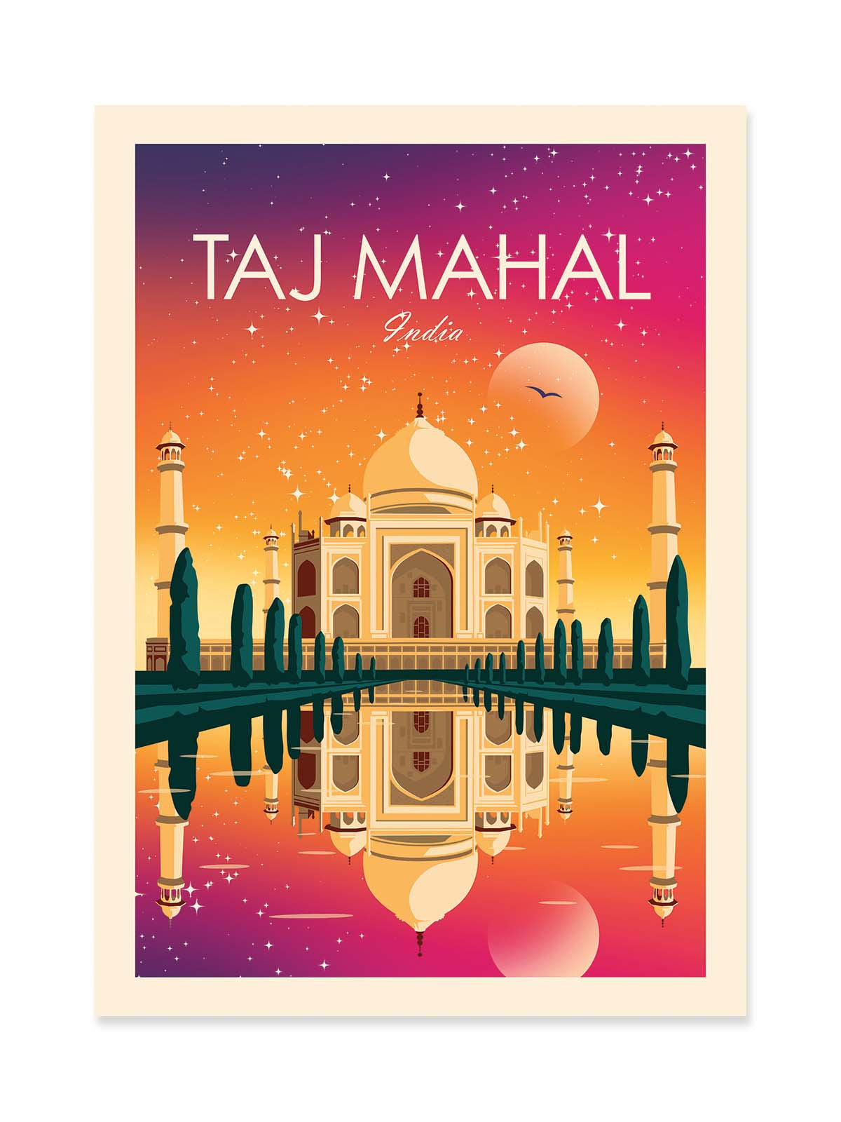 Art Poster - Taj Mahal India - Studio Inception