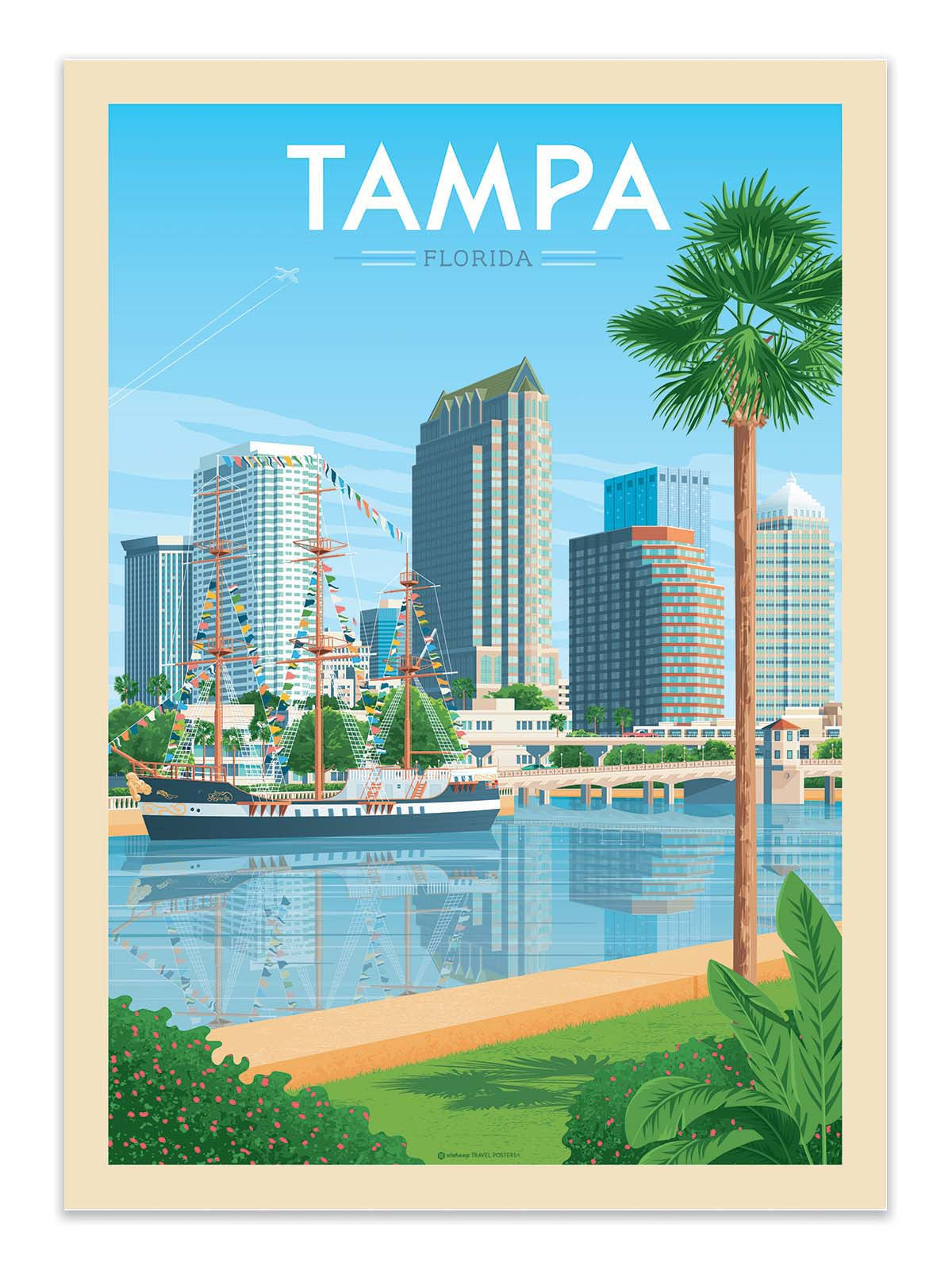 Art Poster - Tampa Florida - Olahoop Travel Posters