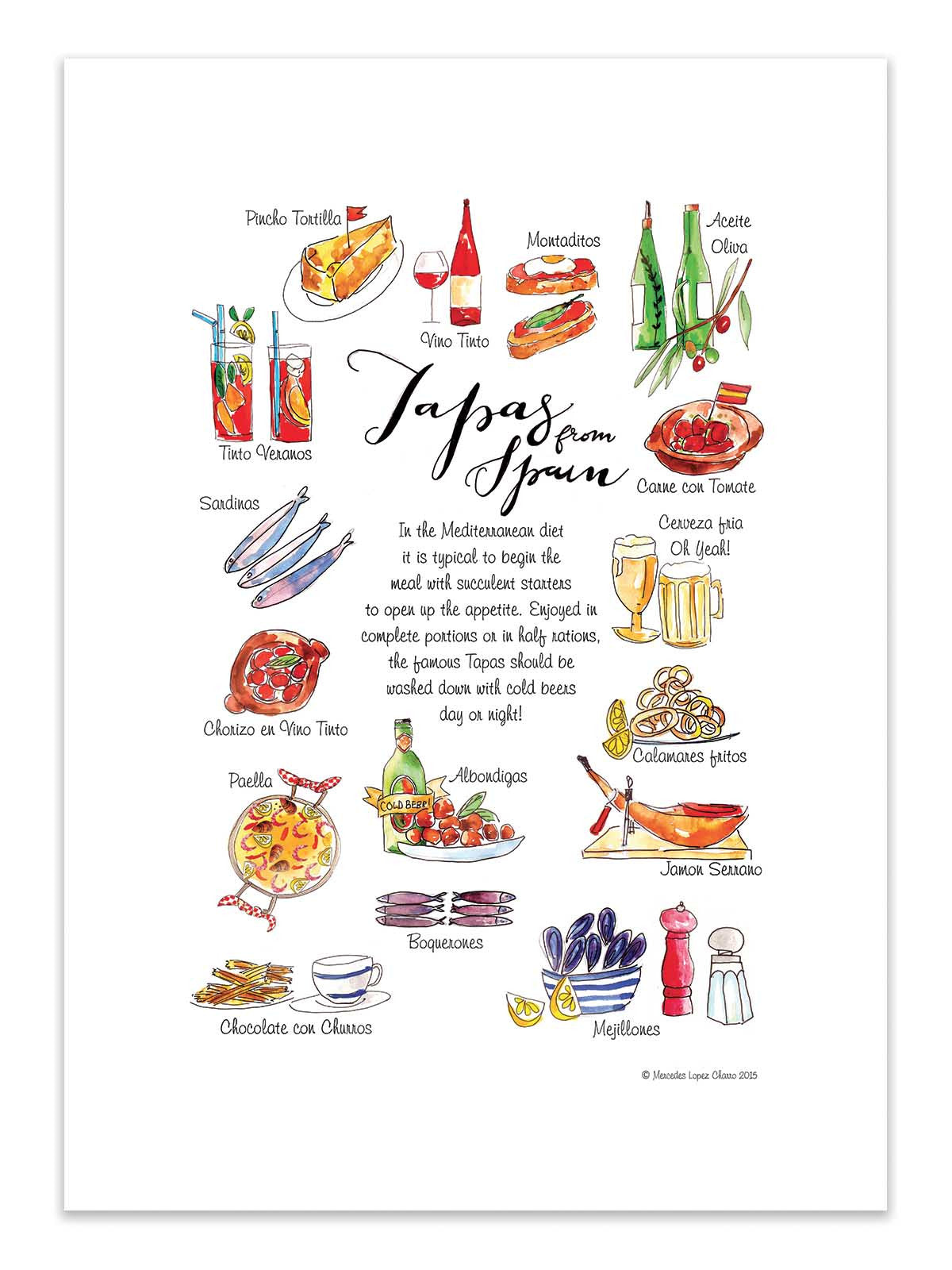 Art Poster - Tapas from spain - Mercedes Lopez Charro