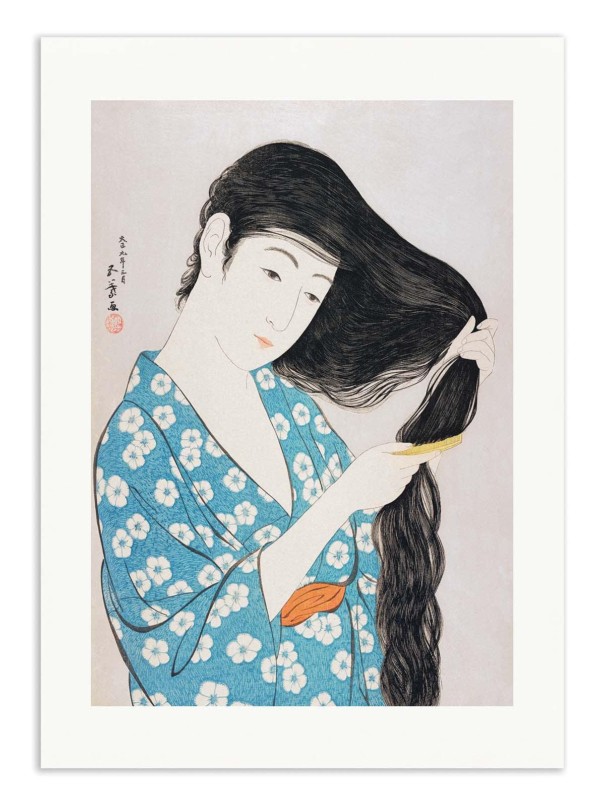 Affiche - Woman Combing Her Hair (1920) - Goyo Hashiguchi