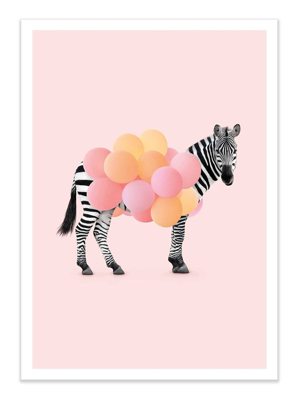 Art Poster - Zebra Balloon - Paul Fuentes