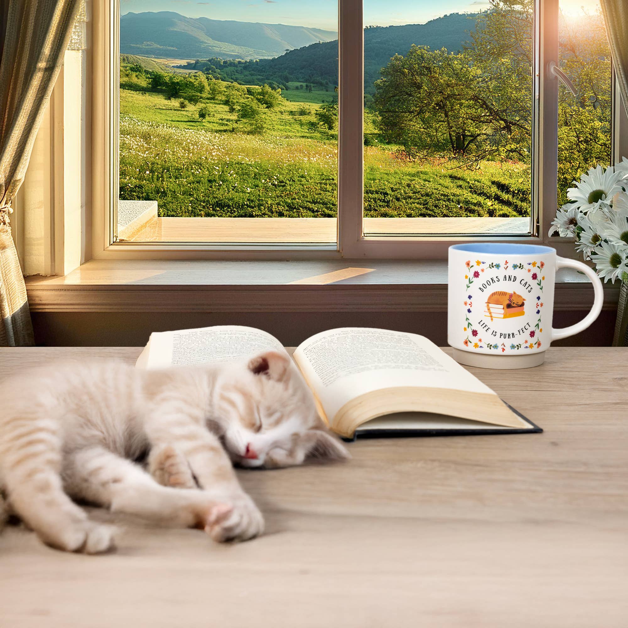 Books & Cats - 18 oz Mug