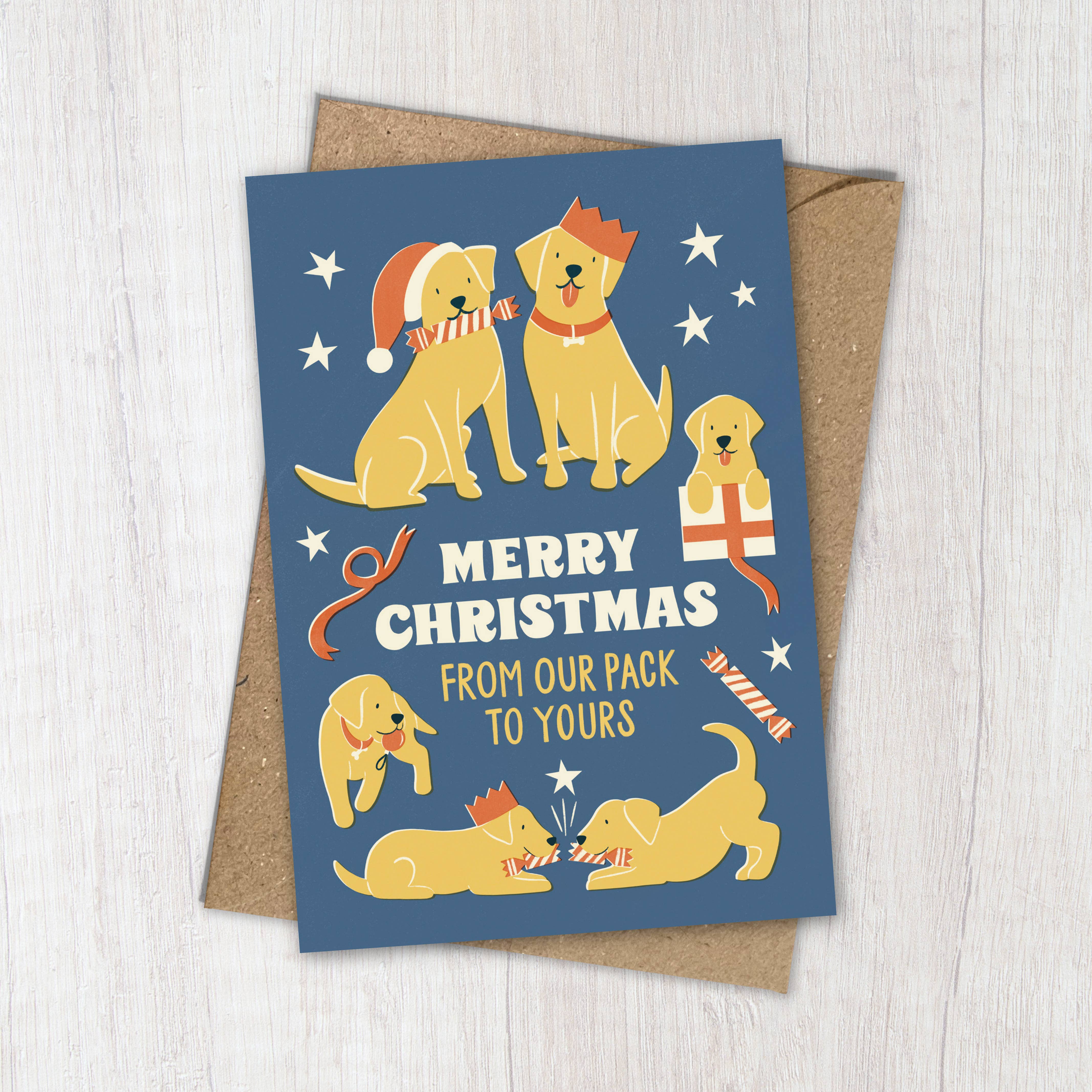From our Pack | Fun & Retro Family Dog Christmas Card