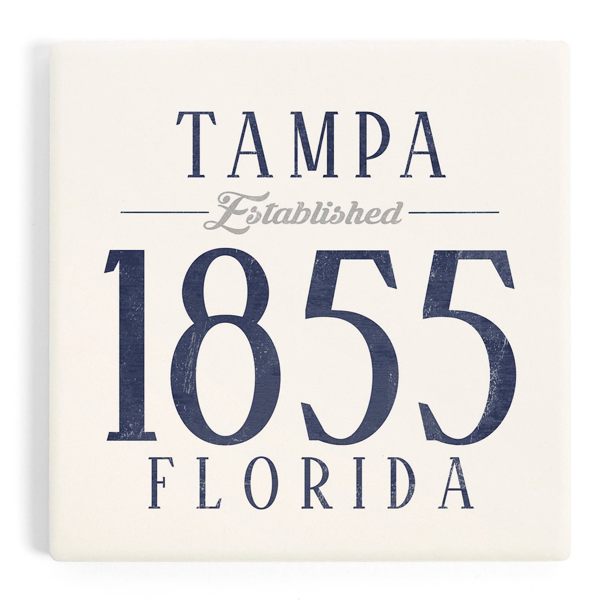 CERAMIC COASTER Tampa, Florida, Established Date (Blue)