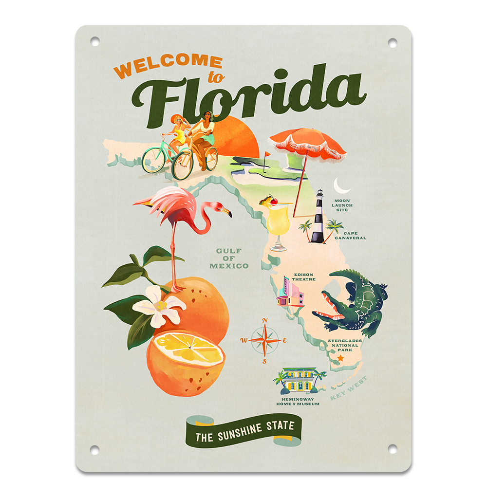 Florida U.S Adventure Road Trip Design: Aluminum Sign