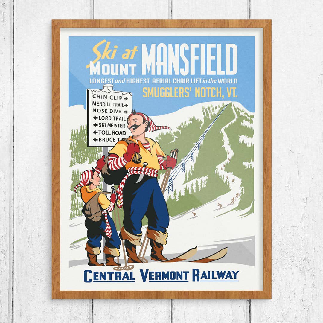 11" x 14 Ski MT Mansfield Smugglers' Notch Vermont Print