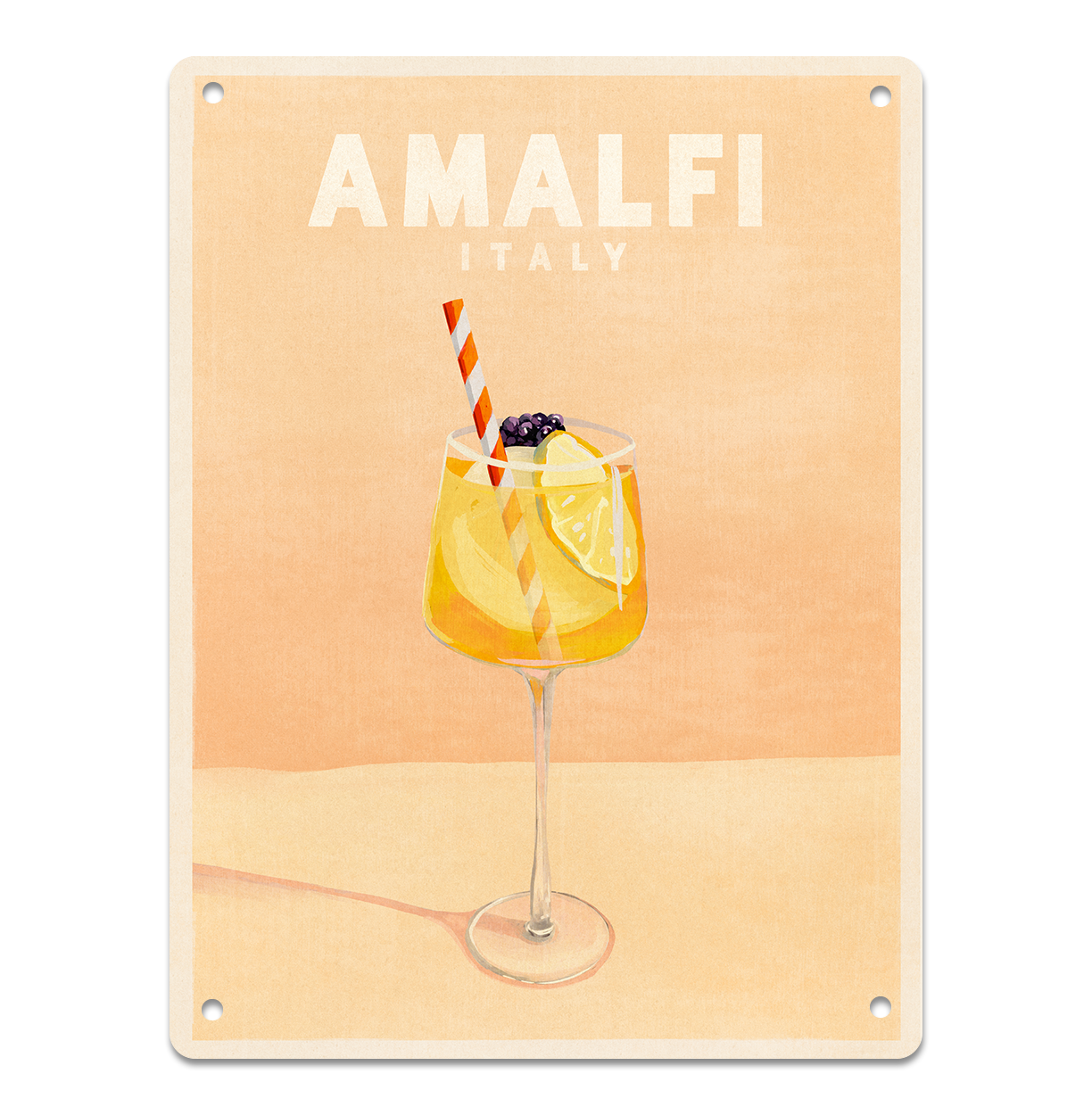Amalfi Italy Vintage Travel Art. Retro Adventure Metal Sign