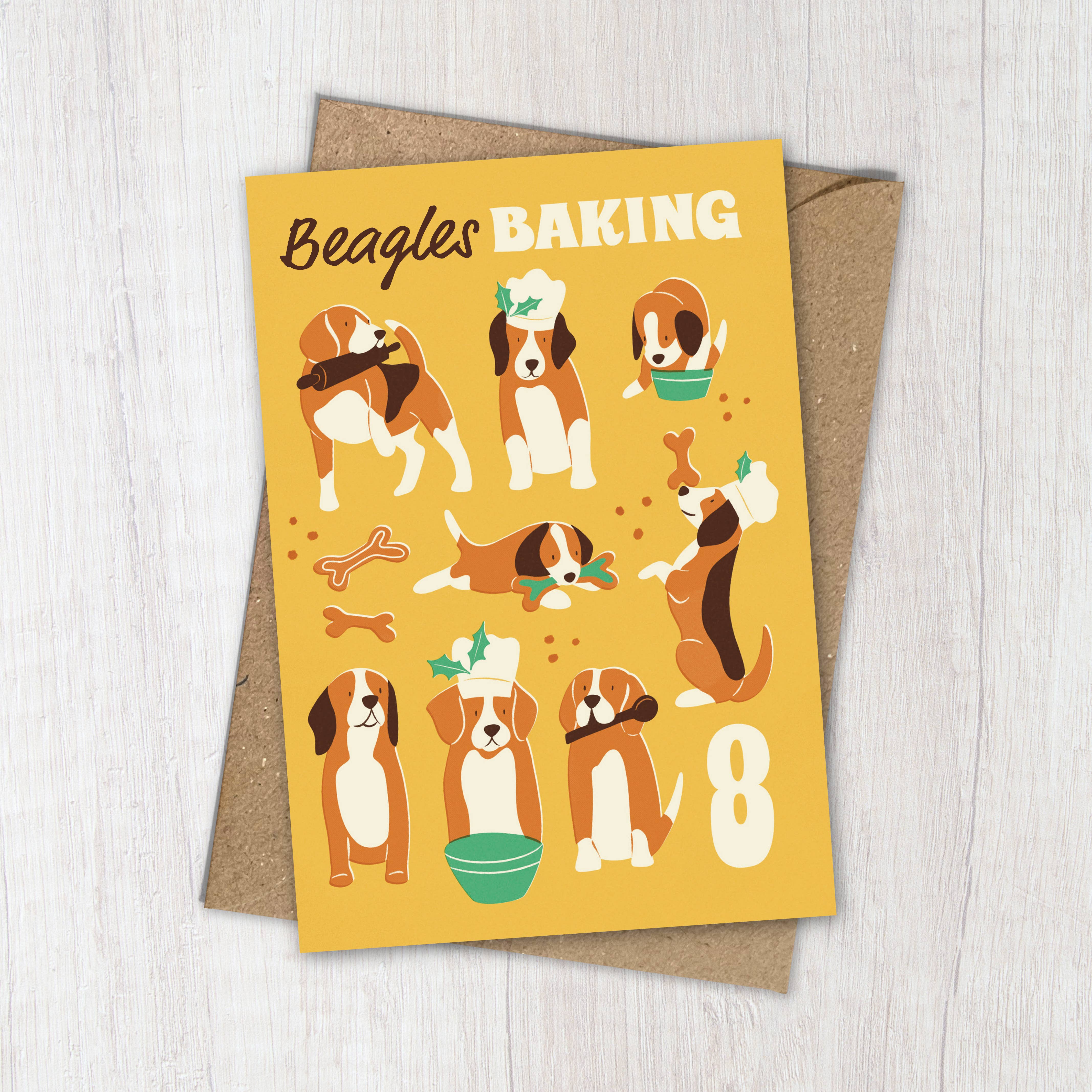 Beagle | Fun & Retro Dog Recycled Christmas Card