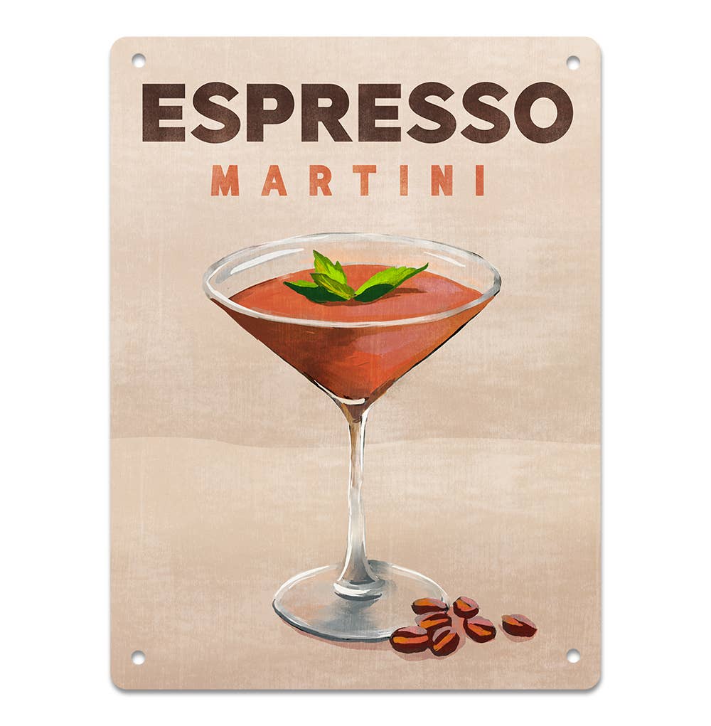 Espresso Martini Vintage Bar Art: Cocktail Drinker Sign