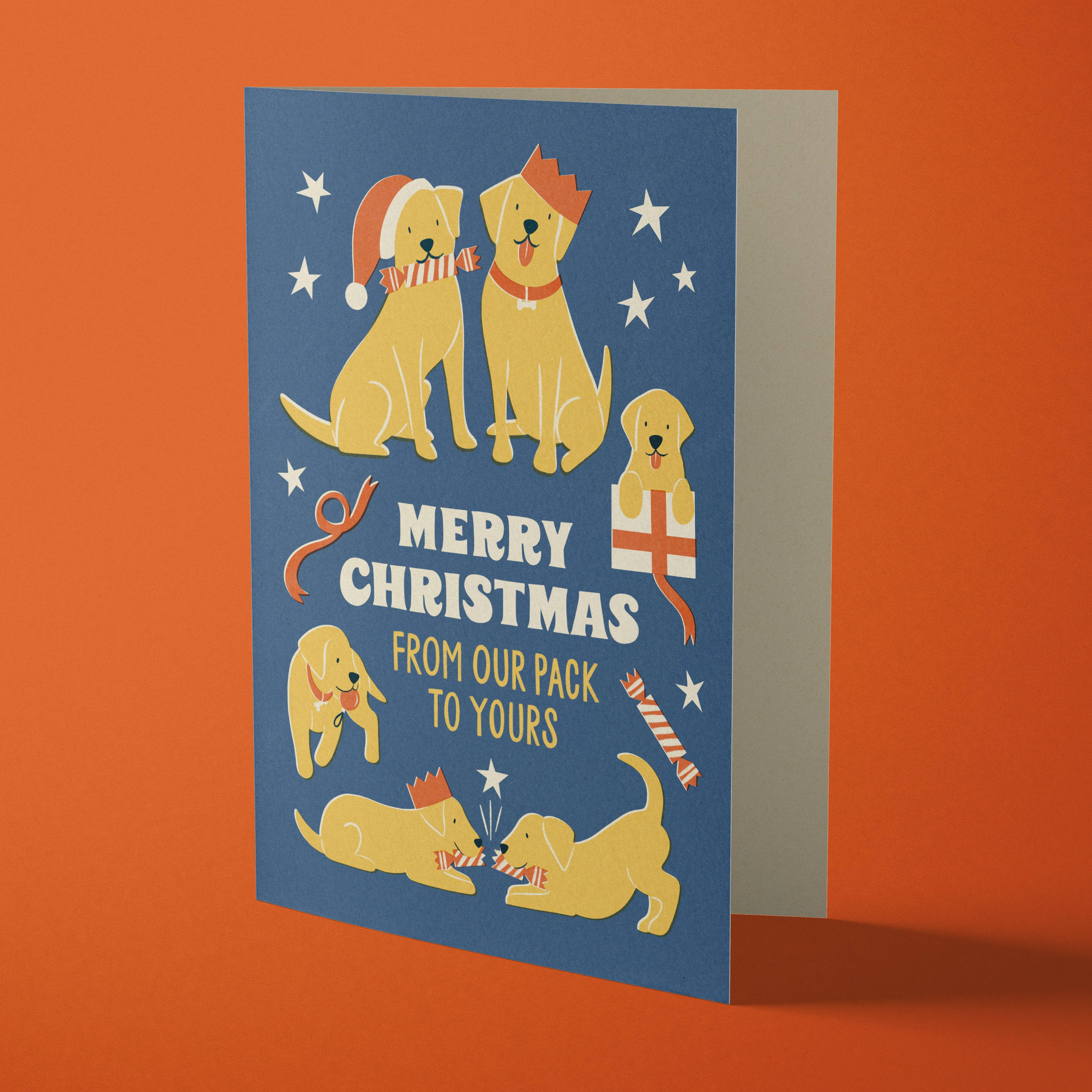 From our Pack | Fun & Retro Family Dog Christmas Card