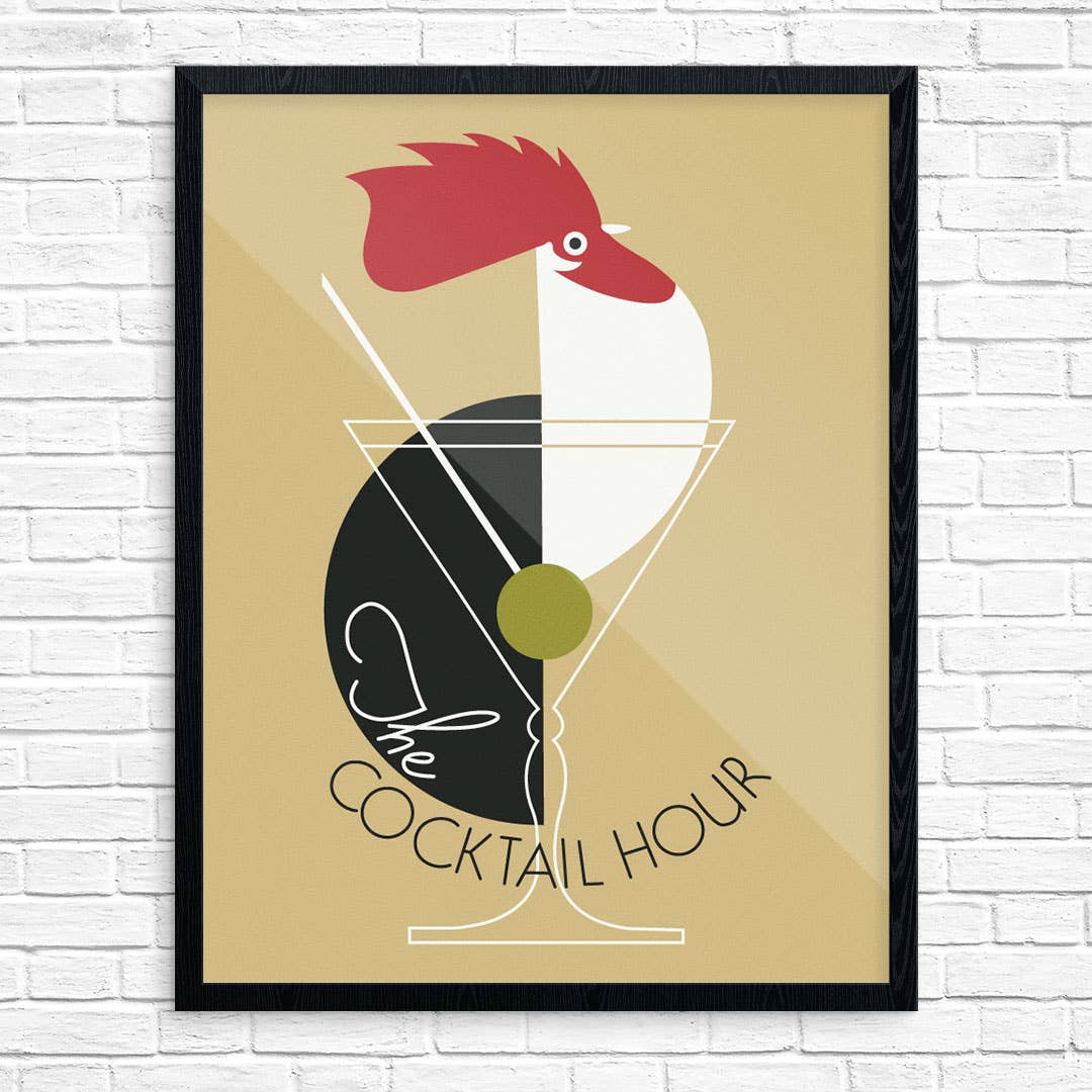 11" x 14" The Cocktail Hour Rooster & Martini Print