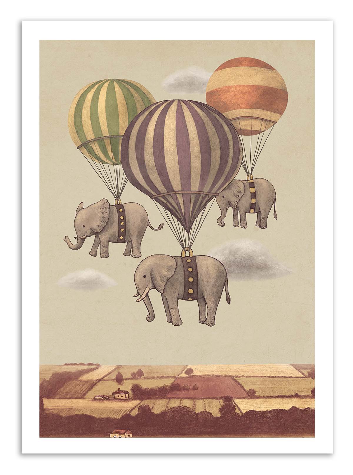 Art Print  - Flight of the elephants - Terry Fan